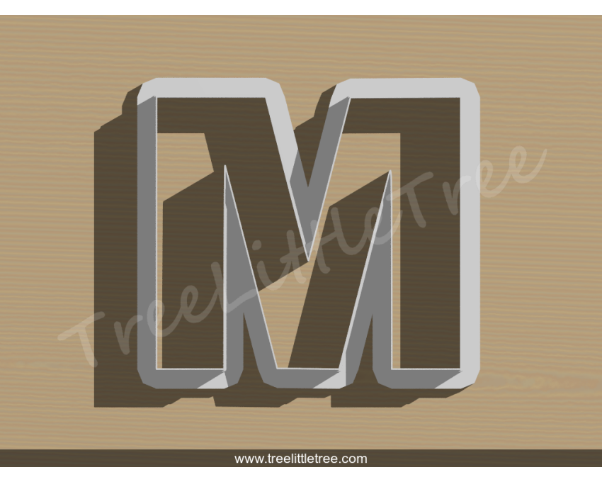 Letter M Cookie Cutter. Alphabet Cookie Cutter
