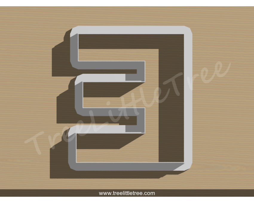 Letter E Cookie Cutter. Alphabet Cookie Cutter