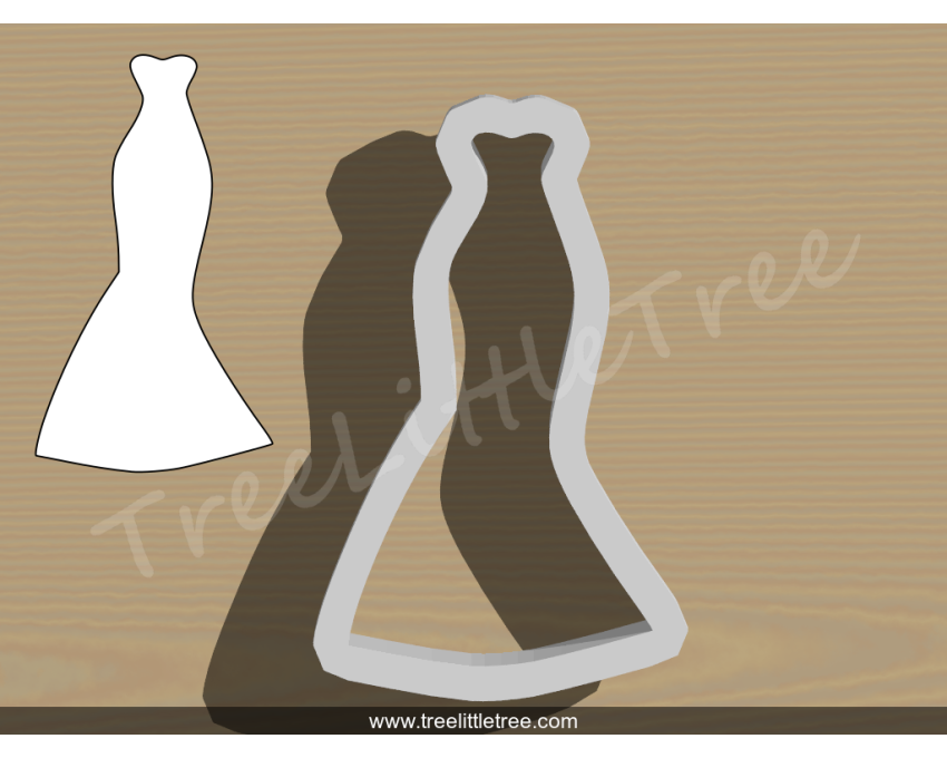 Wedding Dress Style 2 Cookie Cutter. Wedding Cookie Cutter