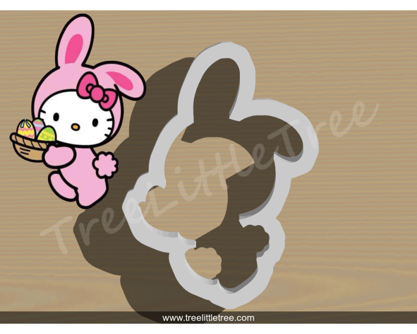 Hello Kitty in Bunny Costume Cookie Cutter. Easter Cookie Cutter. Hello Kitty Cookie Cutter