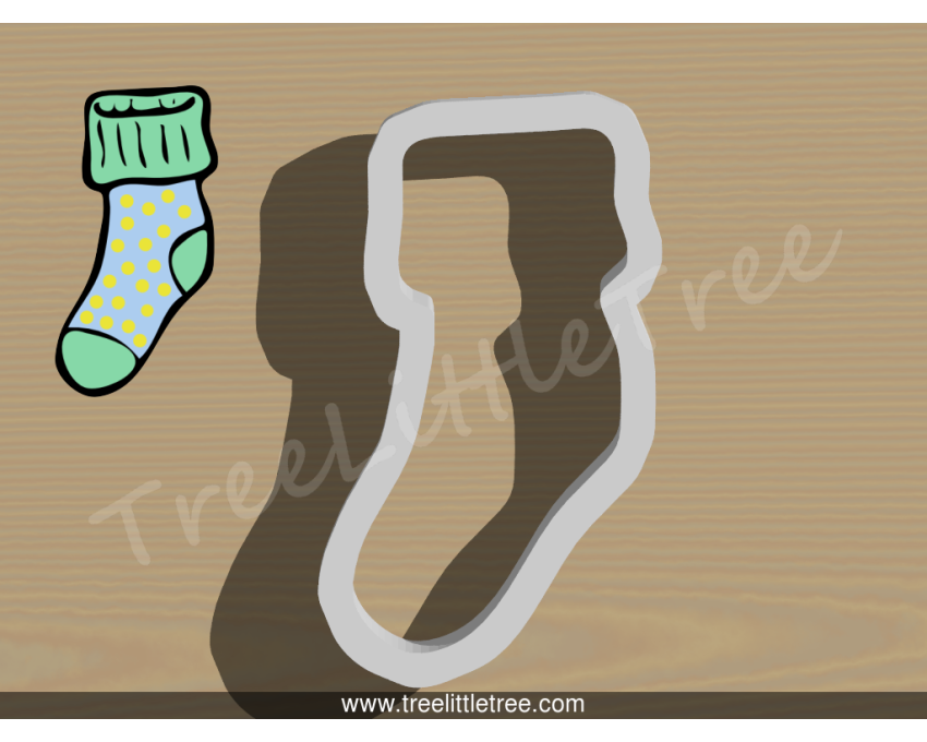 Sock Style 1 Cookie Cutter. Unique Cookie Cutter