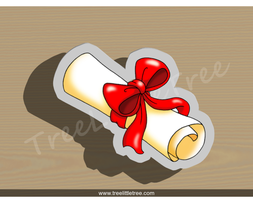 Diploma Scroll Style 2 Cookie Cutter. School/Grad Cookie Cutter