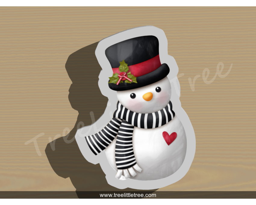 Snowman with Hat  Style 1 Cookie Cutter. Christmas Cookie Cutter