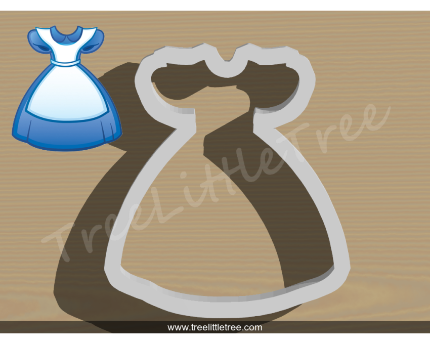 Alice's Dress Cookie Cutter. Alice in Wonderland Cookie Cutter