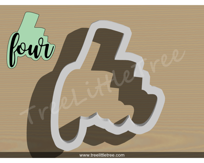 Lettered Number Four Cookie Cutter. Number Cookie Cutter