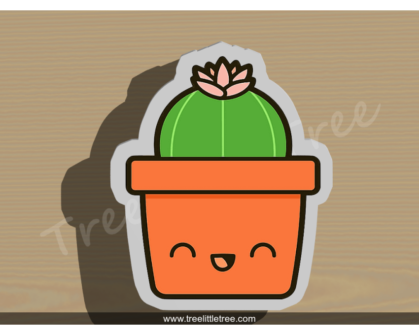 Cactus in Pot Style 2 Cookie Cutter. Plant Cookie Cutter