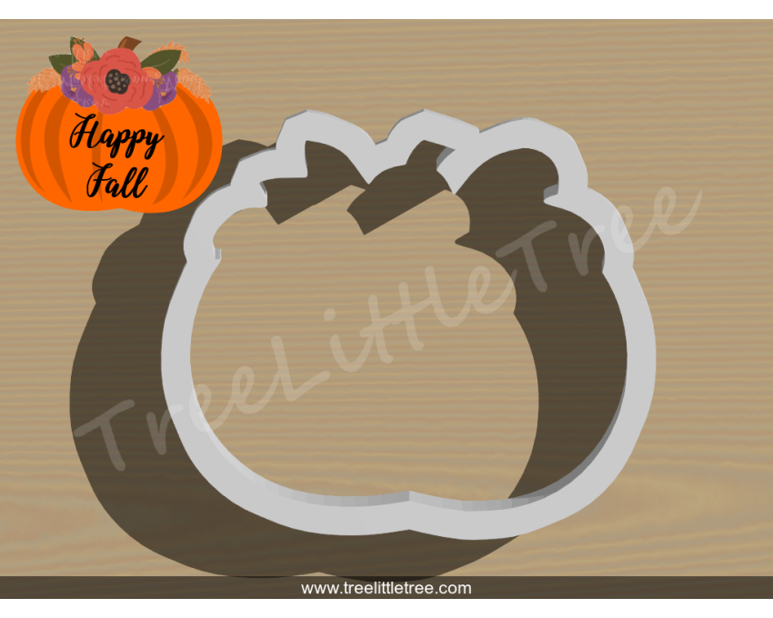 Floral Pumpkin Cookie Cutter. Fall Season Cookie Cutter. Thanksgiving Cookie Cutter