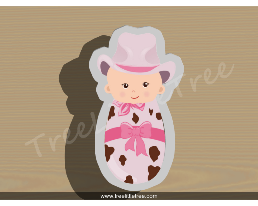 Cowboy Baby in Swaddle Cookie Cutter. Baby Shower Cookie Cutter. Cowboy Baby Cookie Cutter