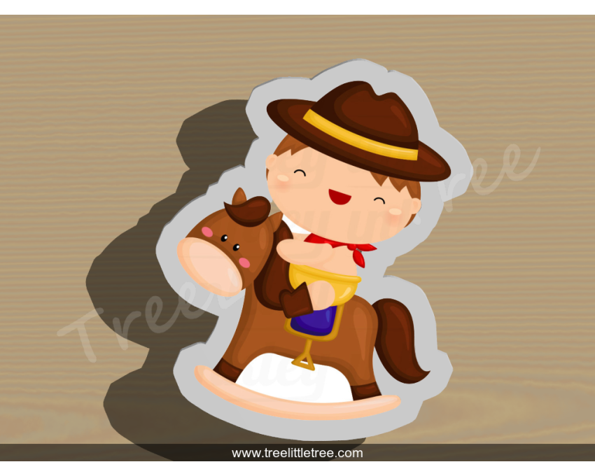 Riding Cowboy Baby Cookie Cutter. Baby Shower Cookie Cutter. Cowboy Baby Cookie Cutter