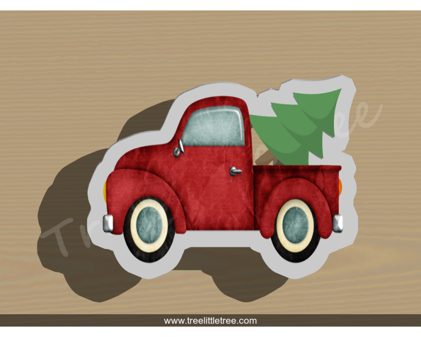 Truck with Christmas Tree Cookie Cutter. Christmas Cookie Cutter