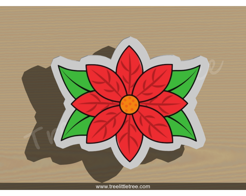 Christmas Poinsettia Style 2 Cookie Cutter. Christmas Cookie Cutter. 