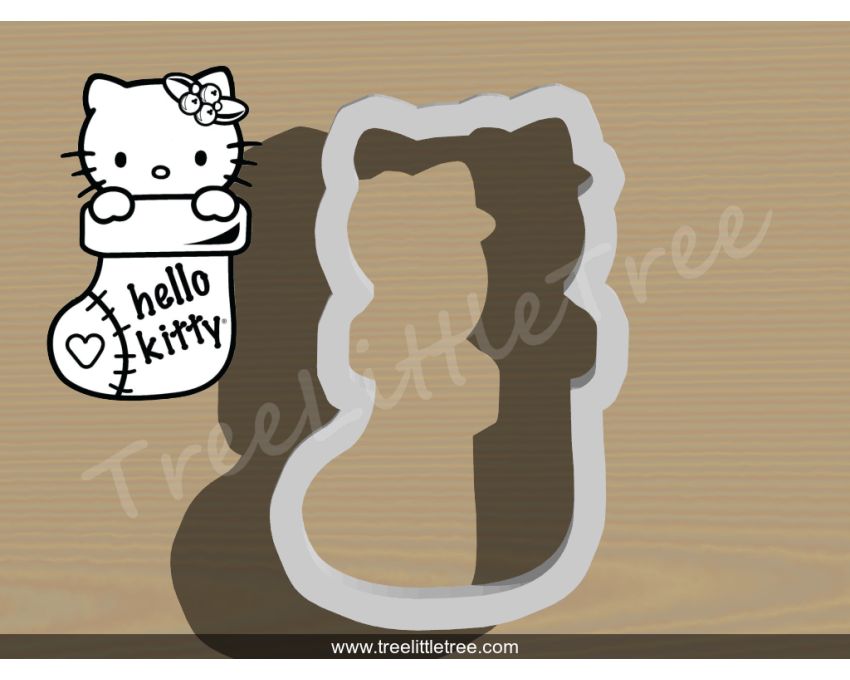 Christmas Hello Kitty Stocking Cookie Cutter. Christmas Cookie Cutter. 