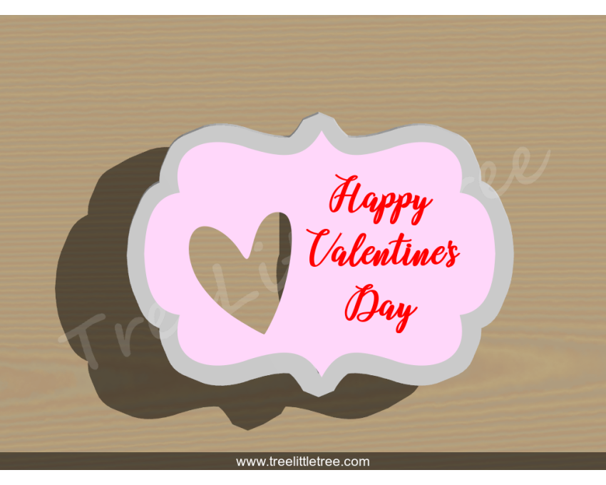 Plaque with Heart cut Cookie Cutter. Valentine's day Cookie Cutter