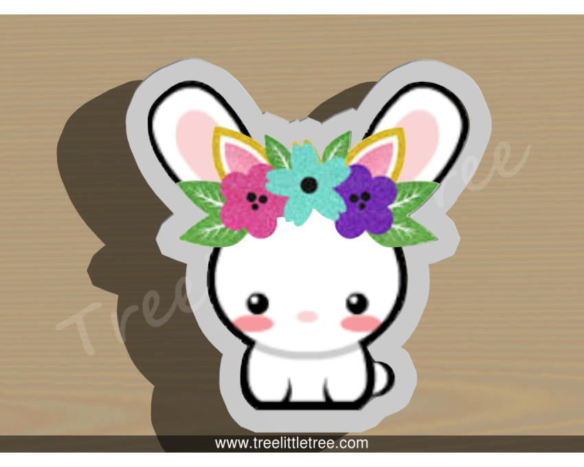 Floral Cute Bunny Cookie Cutter. Easter Cookie Cutter. Animal Cookie Cutter