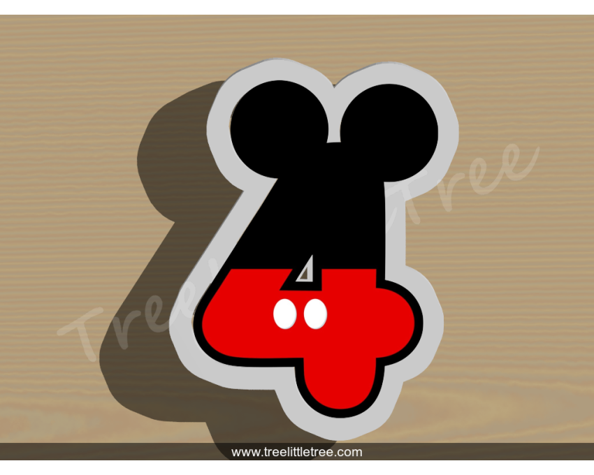 Mickey Number Four Cookie Cutter. Number Cookie Cutter