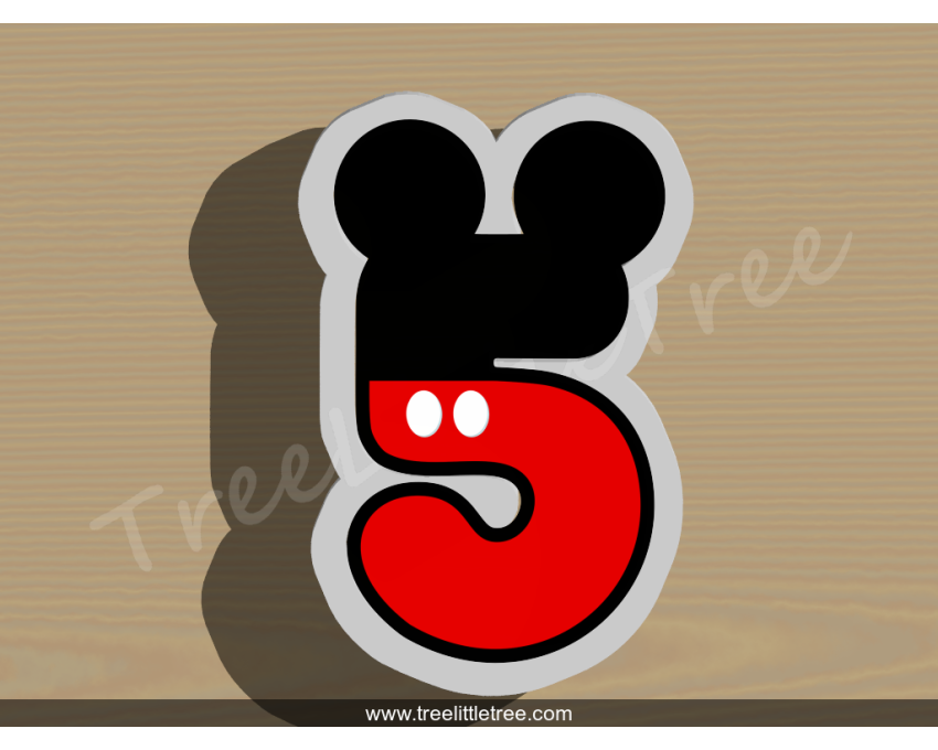 Mickey Number Five Cookie Cutter. Number Cookie Cutter