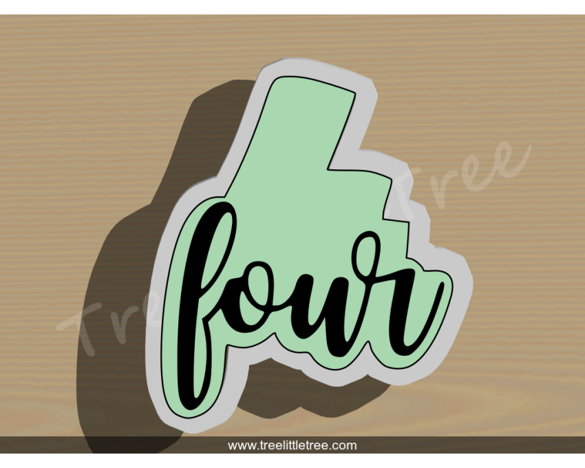 Lettered Number Four Cookie Cutter. Number Cookie Cutter