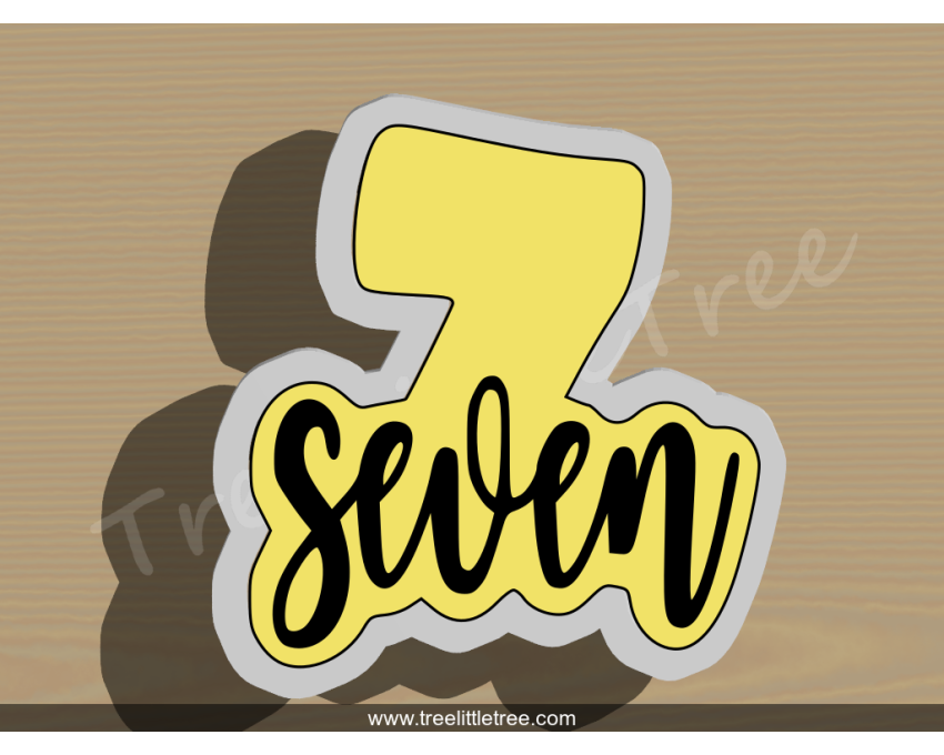 Lettered Number Seven Cookie Cutter. Number Cookie Cutter