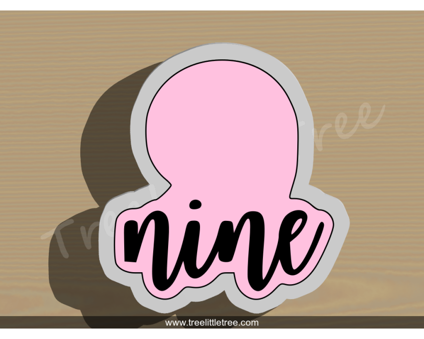 Lettered Number Nine Cookie Cutter. Number Cookie Cutter
