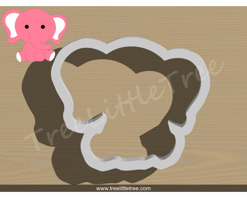 Sitting Elephant Cookie Cutter. Animal Cookie Cutter