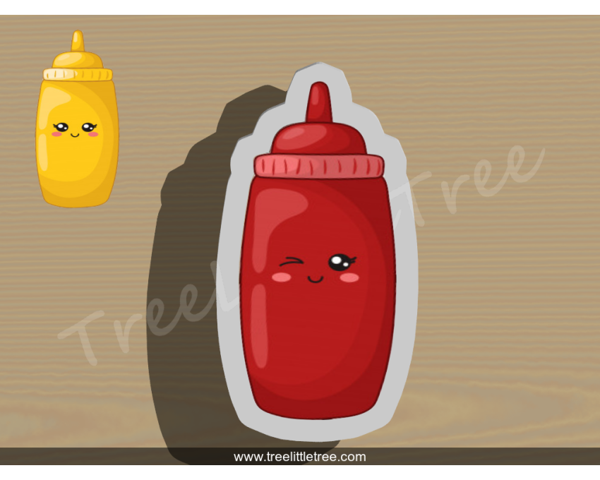 Cute Mustard/Ketchup Bottle Cookie Cutter. Summer Season Cookie Cutter. BBQ Cookie Cutter