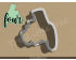 Lettered Number Four Cookie Cutter. Number Cookie Cutter