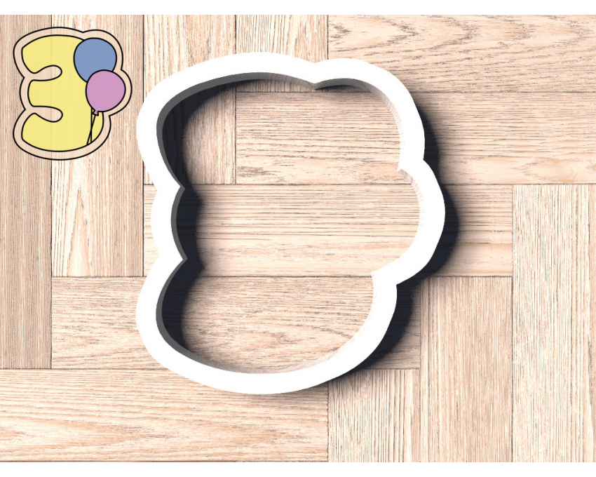 Balloon Number 3 Cookie Cutter. Number Cookie Cutter. Birthday Cookie Cutter