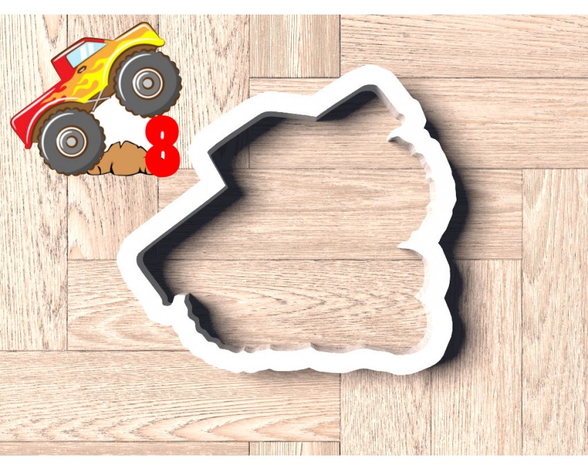 Monster Truck Number 8 Cookie Cutter. Truck Theme Cookie Cutter. Birthday Cookie Cutter