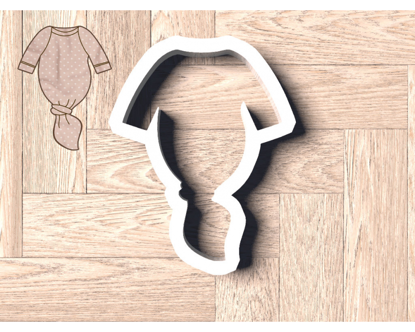Knotted Onesie Cookie Cutter. Baby Shower Cookie Cutter. 