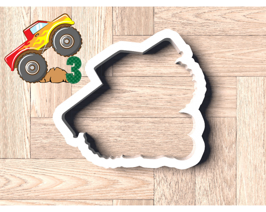 Monster Truck Number 3 Cookie Cutter. Truck Theme Cookie Cutter. Birthday Cookie Cutter