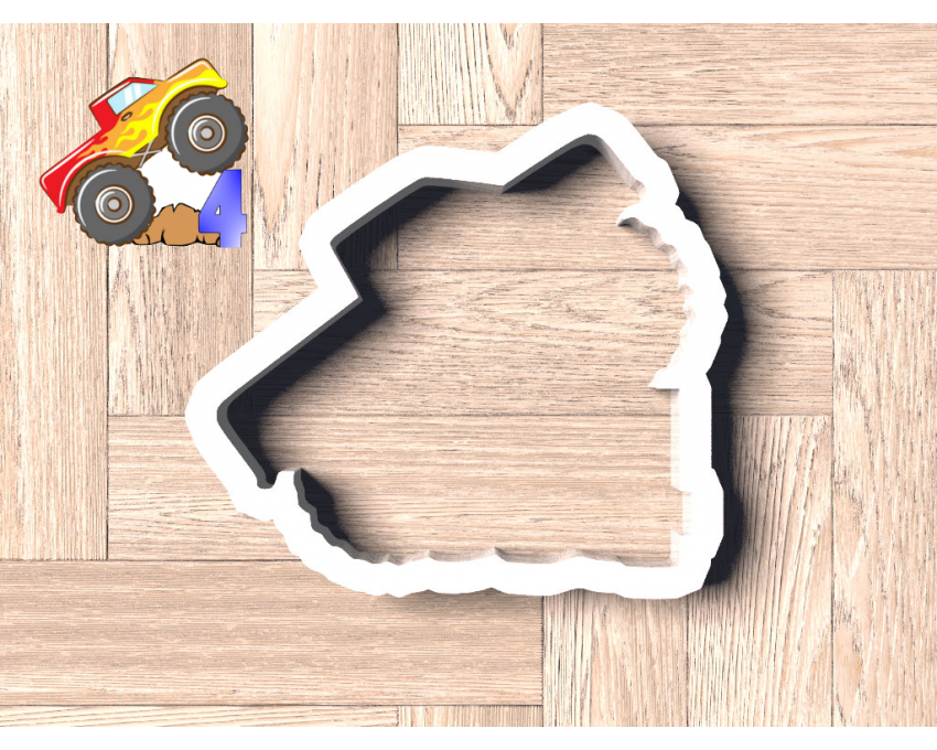 Monster Truck Number 4 Cookie Cutter. Truck Theme Cookie Cutter. Birthday Cookie Cutter