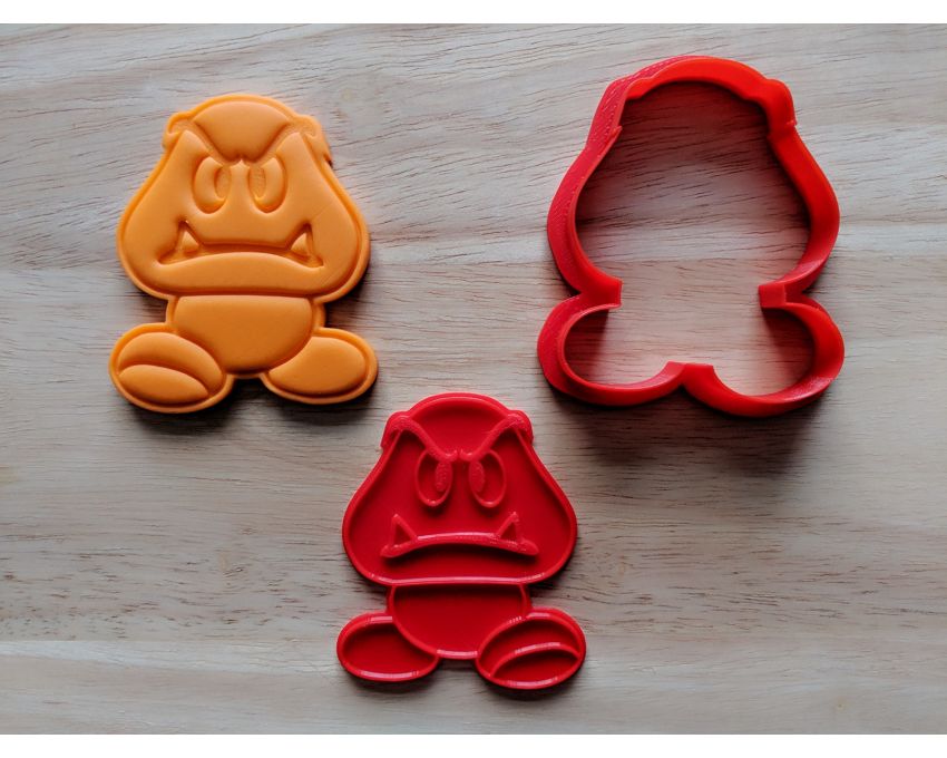 Gumba Cookie Cutter and Stamp Set. Super Mario Cookie Cutter