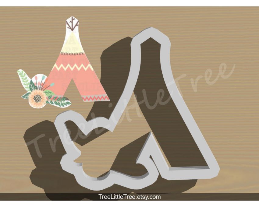 Floral Teepee Cookie Cutter. Unique Cookie Cutter