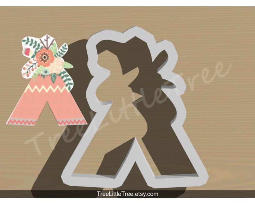 Floral Teepee Style2 Cookie Cutter.Unique Cookie Cutter