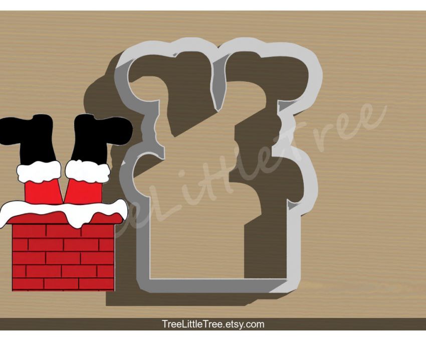 Santa in Chimney Cookie Cutter. Christmas Cookie Cutter