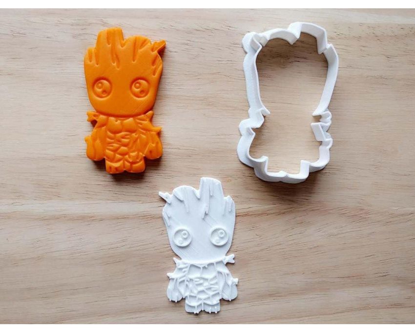 Baby Groot Cookie Cutter and Stamp Set. Cartoon Cookie Cutter