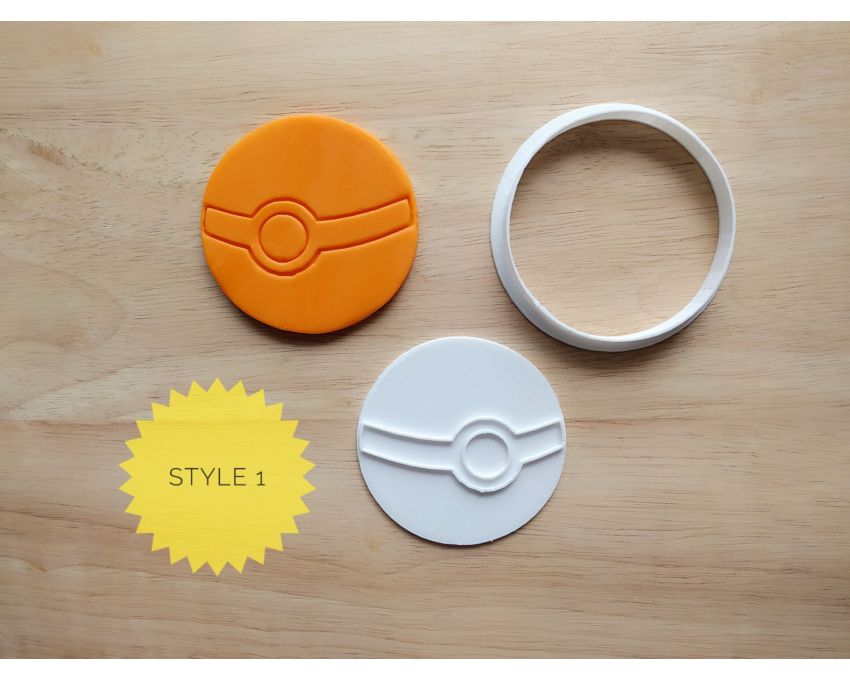 Pokeball Cookie Cutter and Stamp Set. Pokemon Cookie Cutter