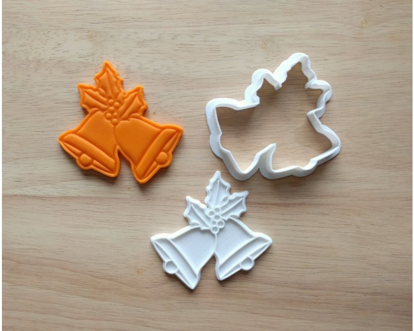 Christmas Bell Cookie Cutter and Stamp Set. Christmas Cookie Cutter