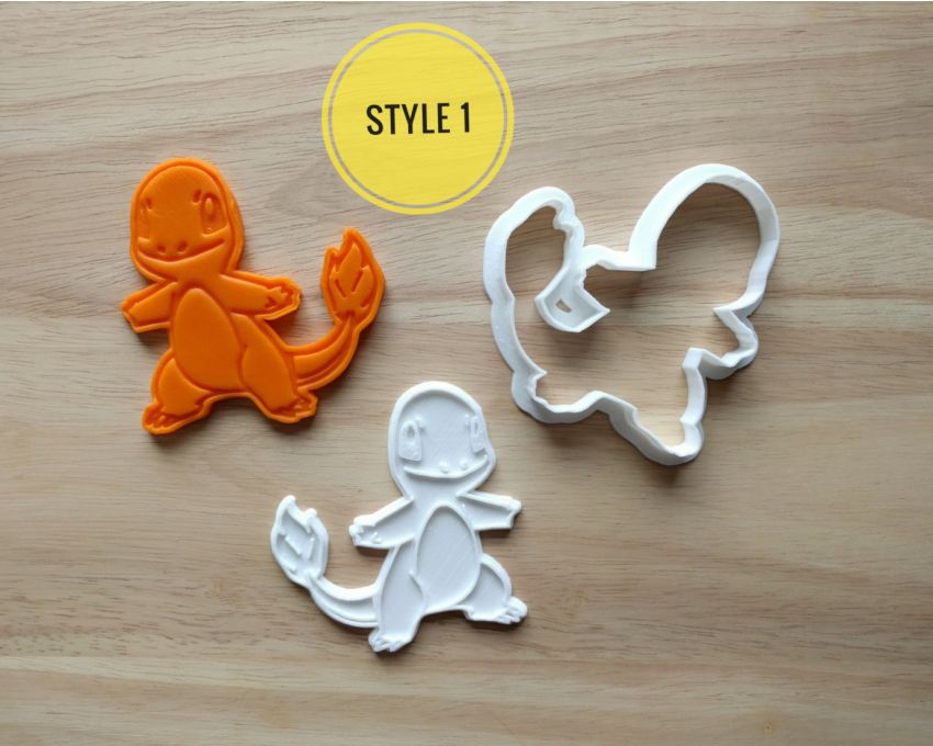 Charmander Cookie Cutter and Stamp Set. Pokemon Cookie Cutter