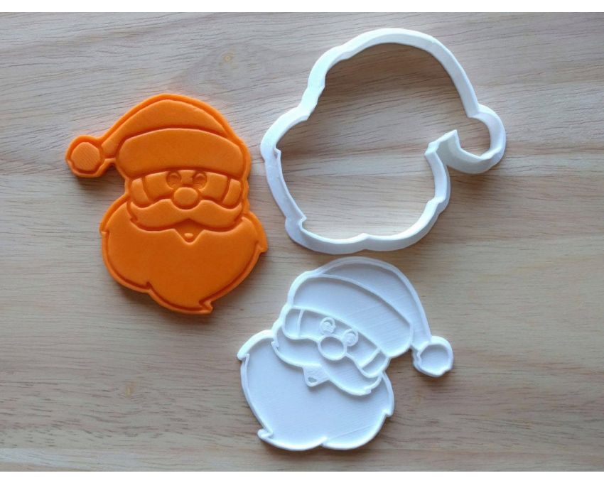 Santa Claus Cookie Cutter and Stamp Set. Christmas Cookie Cutter