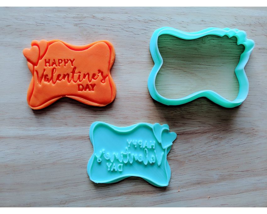 Valentine's Day Frame Cookie Cutter and Stamp Set. Valentine's day Cookie Cutter
