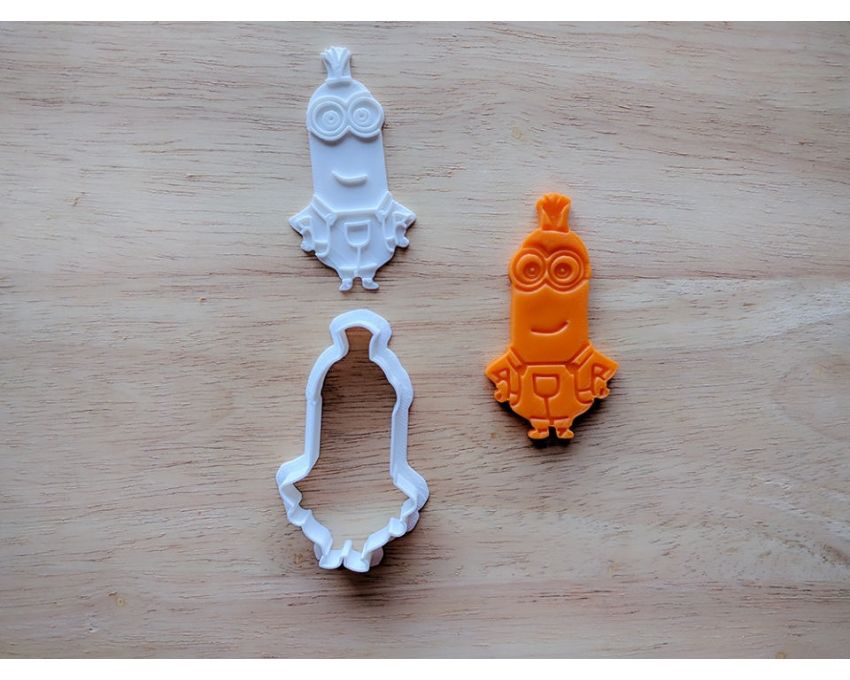 Minions Kevin Cookie Cutter and Stamp Set. Cartoon Cookie Cutter