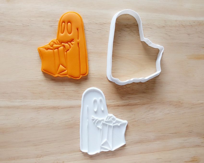 Halloween Ghost Cookie Cutter and Stamp Set. Halloween Cookie Cutter