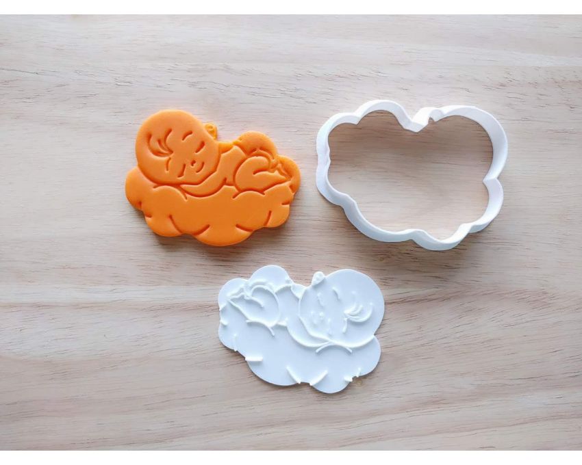 Baby Over Cloud Cookie Cutter and Stamp Set. Baby Shower Cookie Cutter
