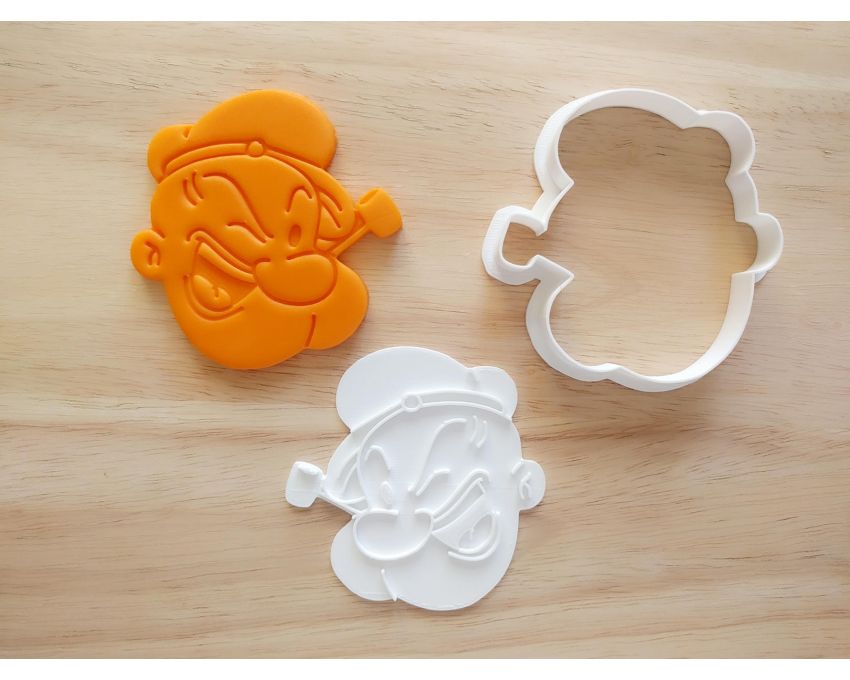 Popeye Cookie Cutter and Stamp Set. Cartoon Cookie Cutter