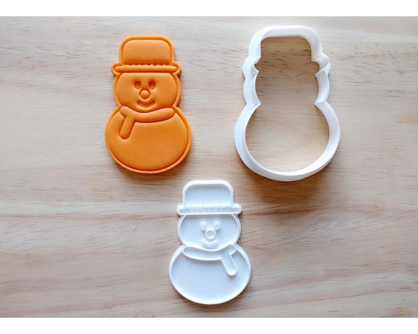 Snowman Cookie Cutter and Stamp Set. Christmas Cookie Cutter