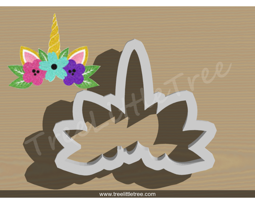 Floral Unicorn Style 2 Cookie Cutter. Unicorn Cookie Cutter