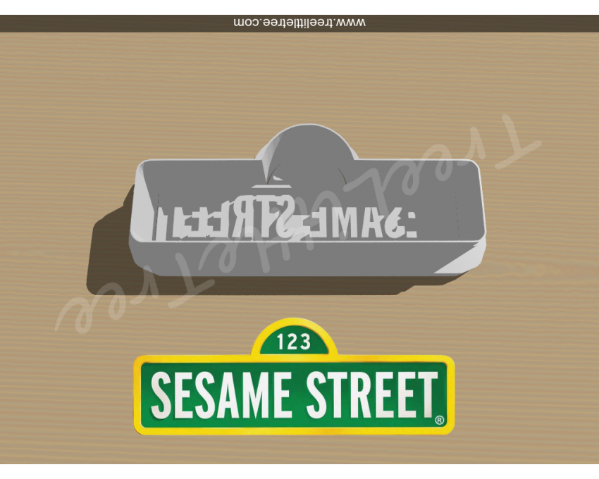 Street Sign Cookie Cutter and Stamp Set. Sesame Street Cookie Cutter