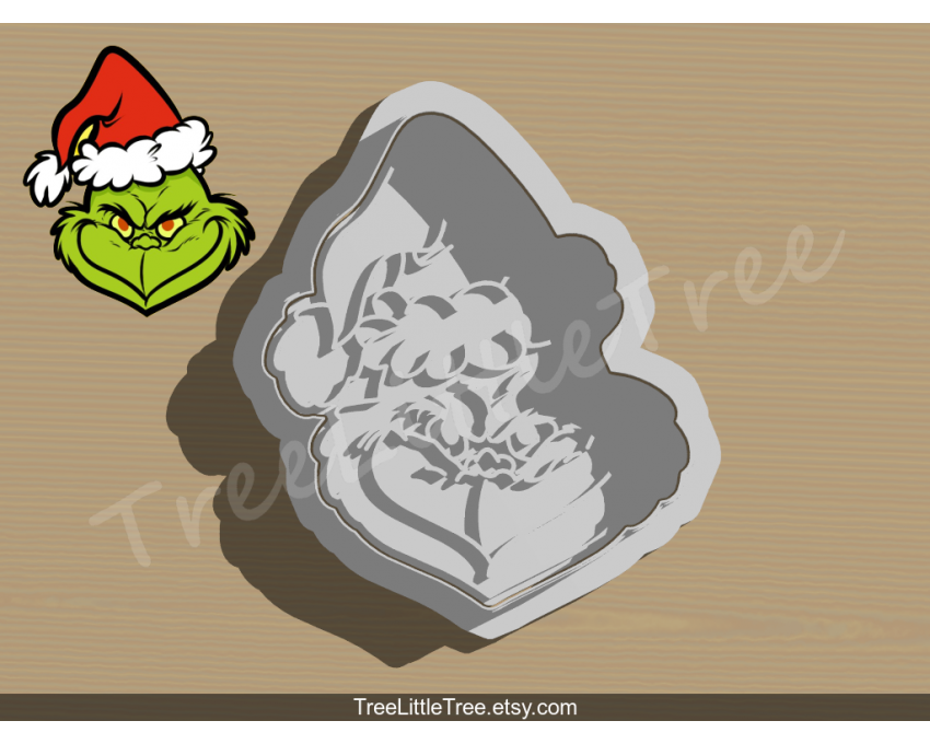 Christmas Grinch Cookie Cutter and Stamp Set. Christmas Cookie Cutter