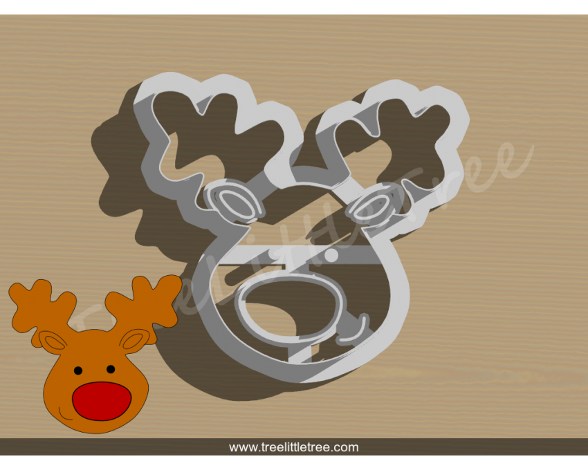 Cute Reindeer Head Cookie Cutter. Christmas Cookie Cutter. Animal Cookie Cutter